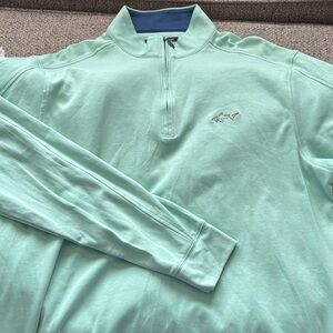 Mint Green Quarter-Zip Pullover with Shark Logo